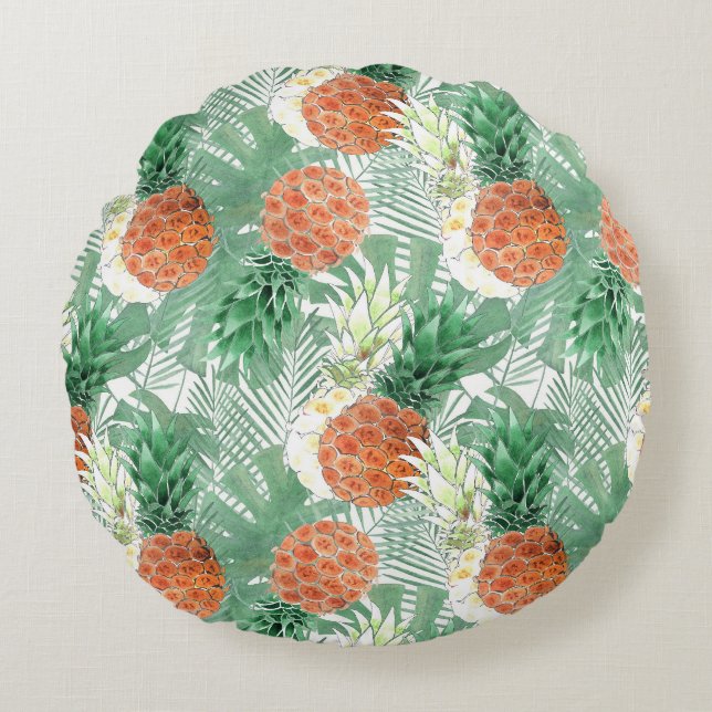 Ananas, sött par. rund kudde (Framsidan)