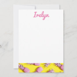 Ananas Stationär Rosa och Gult Tack Kort