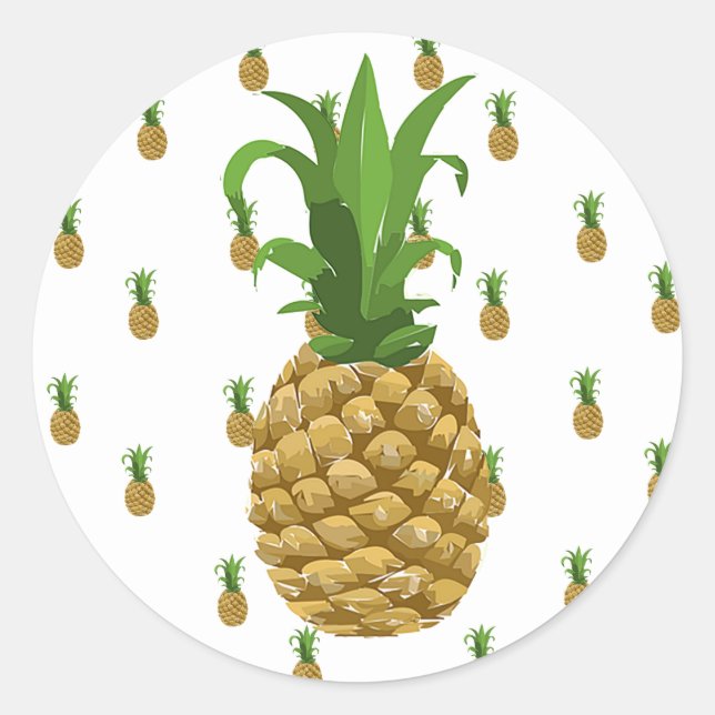 Ananas Stickers Runt Klistermärke (Framsida)