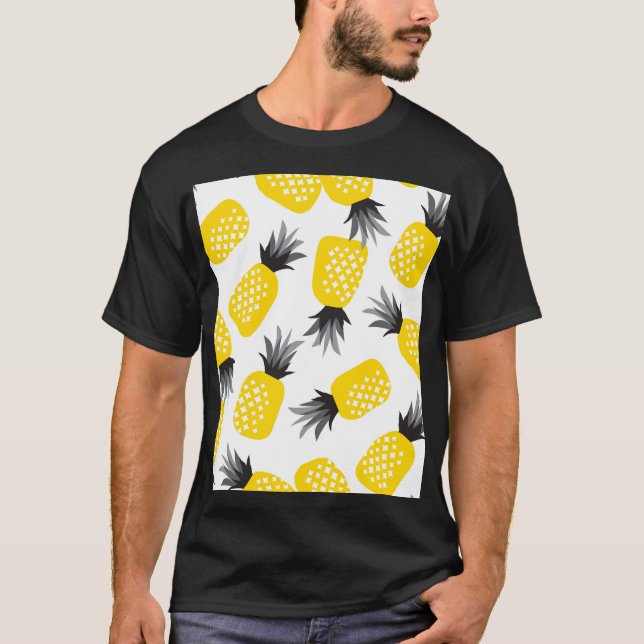 Ananas Struktur, Vintage Sommar Mönster. T Shirt (Framsida)