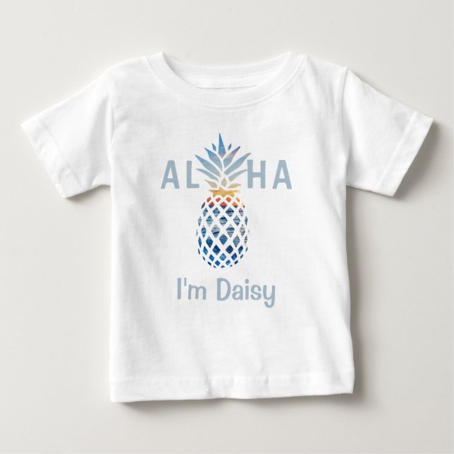 Ananas Sunset och Blue Ocean Vågar Aloha Anpassnin T Shirt (Framsida)