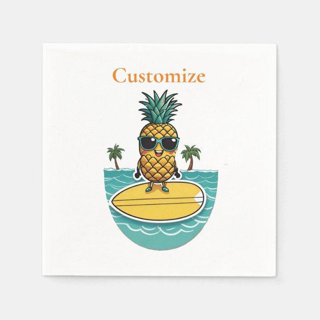 Ananas Surfer Rides a Wave Thunder_Cove Pappersservett (Framsidan)
