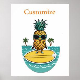 Ananas Surfer Rides a Wave Thunder_Cove Poster