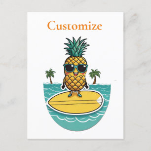 Ananas Surfer Rides a Wave Thunder_Cove Vykort