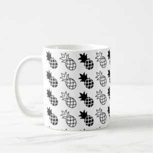 Ananas, svart och vit design kaffemugg