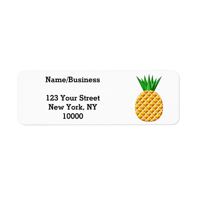 Ananas Teckning i Gult och Grönt Returadress Etikett (Framsidan)