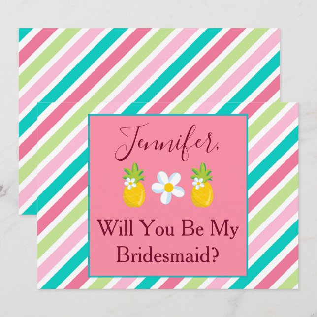 Ananas tema Bridesmaid Frieri Inbjudningar (Fram/baksida)