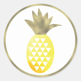 Ananas Tropical Akvarell Simulerad Folie Pina Runt Klistermärke