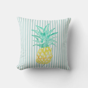 Ananas Tropical Teal Rand Dekorativ kudde