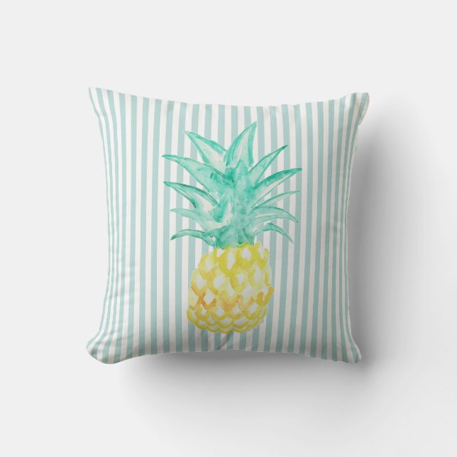 Ananas Tropical Teal Rand Dekorativ kudde (Framsida)