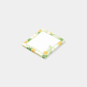 Ananas Tropical Watercolor Gult Rand Post-it Block