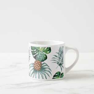 Ananas Tropisk Akvarell Djungel Palm Mönster Espressomugg
