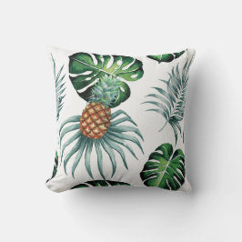 Ananas Tropisk Akvarell Djungel Palm Mönster Kudde