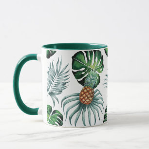 Ananas Tropisk Akvarell Djungel Palm Mönster Mugg