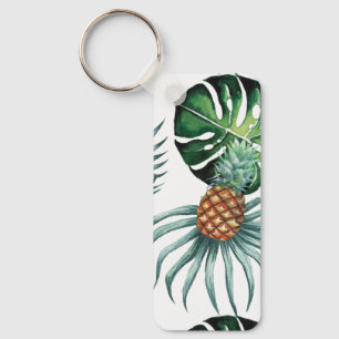 Ananas Tropisk Akvarell Djungel Palm Mönster Nyckelring
