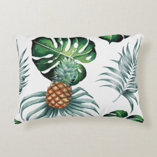 Ananas Tropisk Akvarell Djungel Palm Mönster Prydnadskudde
