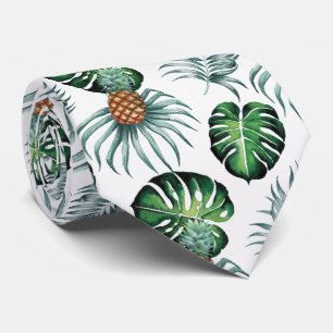 Ananas Tropisk Akvarell Djungel Palm Mönster Slips