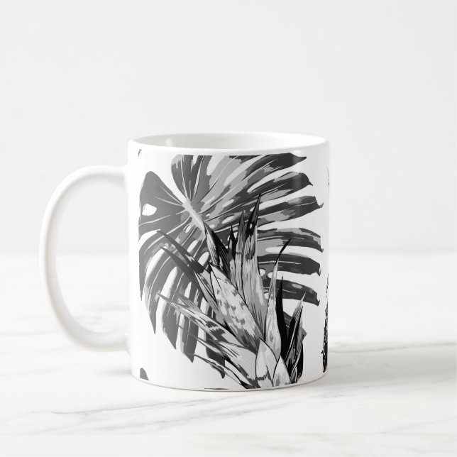 Ananas, tropisk djungel löv. Vackert sött Kaffemugg (Vänster)