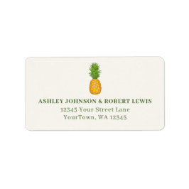 Ananas Tropisk Kustnära Strand Retro Bröllop Adressetikett