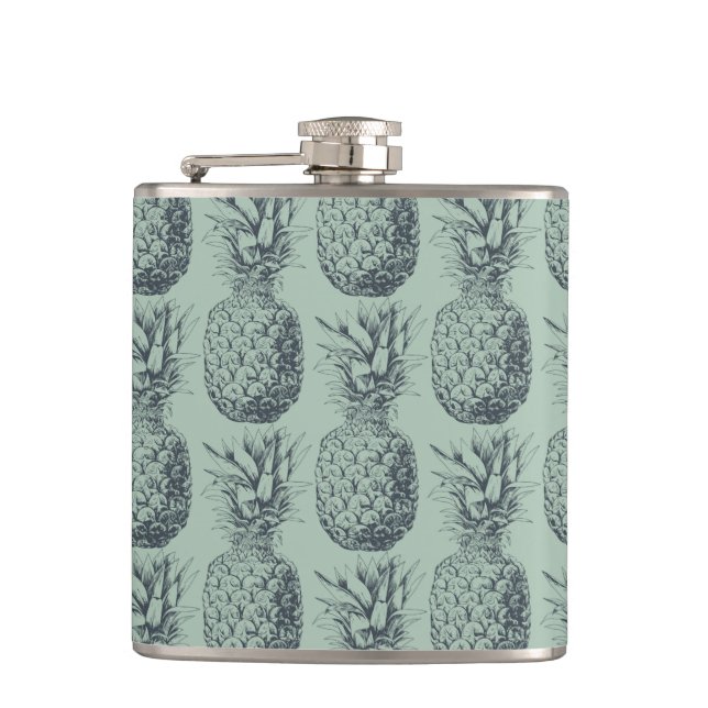 Ananas, tropiska frukter mönster-design fickplunta (Framsidan)