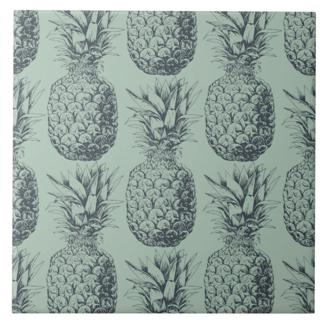 Ananas, tropiska frukter mönster-design kakelplatta (Framsidan)