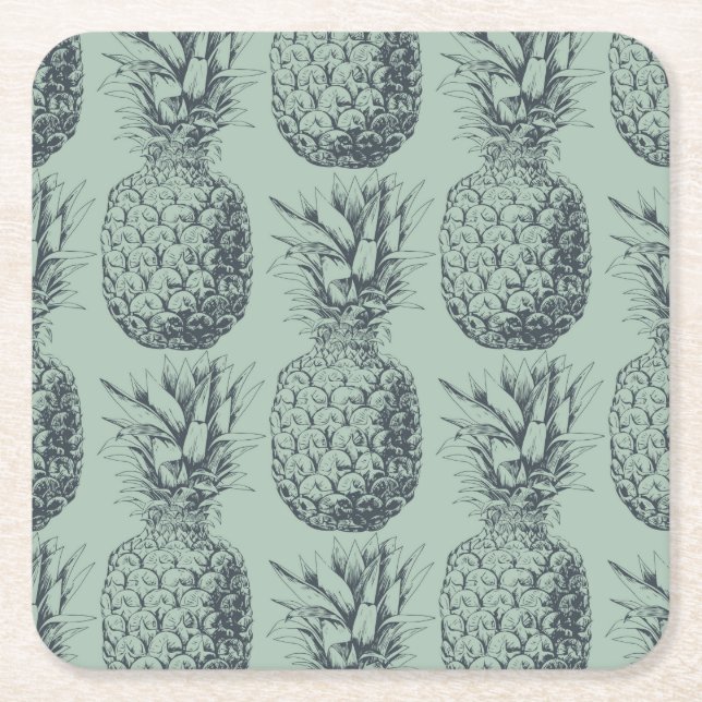 Ananas, tropiska frukter mönster-design underlägg papper kvadrat (Framsidan)