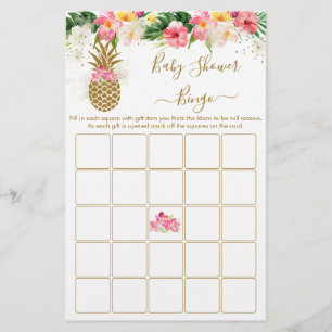 Ananas Tropiskt Blommig Baby Shower Bingo-spel
