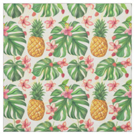 Ananas Tropiskt Blommönster Tyg