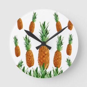 ananas, tryck polygontryck mönster rund klocka