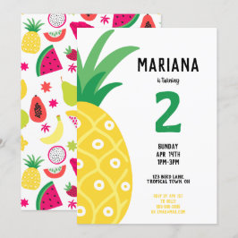 Ananas Tutti Frutti Fruit Födelsedagsfest Inbjudningar