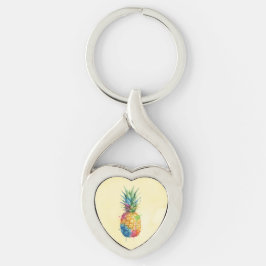 Ananas Twisted Heart Silverfärgad Nyckelring