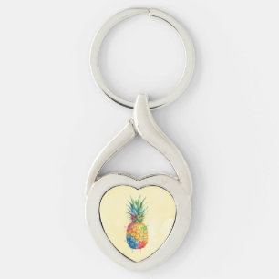 Ananas Twisted Heart Silverfärgad Nyckelring