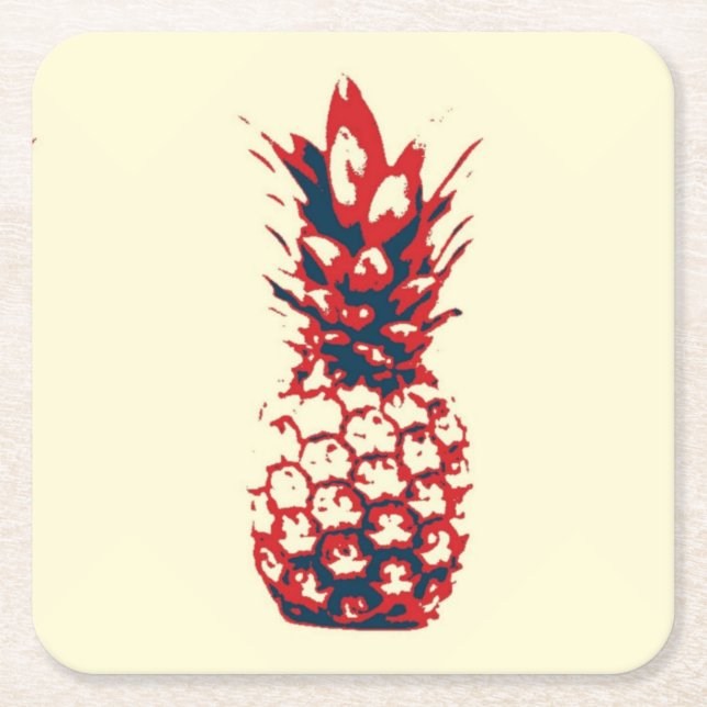 Ananas Underlägg Papper Kvadrat (Framsidan)