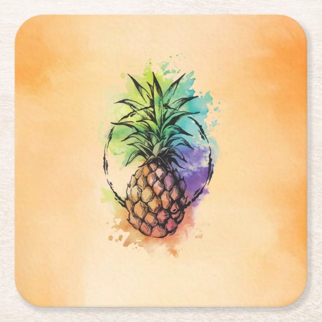 Ananas Underlägg Papper Kvadrat (Framsidan)