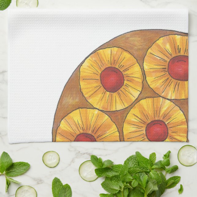 Ananas upp och ned Körsbär Dessert Cake Baking Kökshandduk (Vikta)