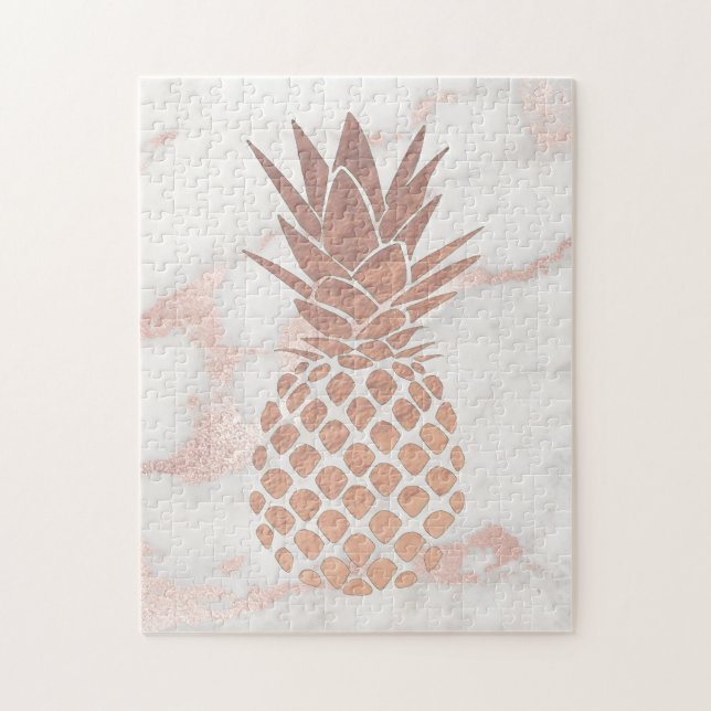 Ananas utformning på rosa marmor pussel (Vertikal)