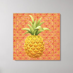 Ananas Vattenfärg Fet Wrapped Canvas Skriv ut