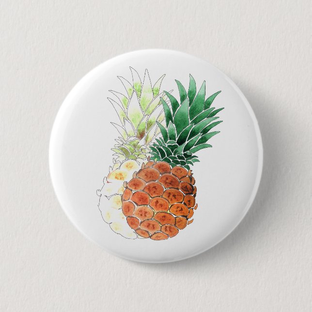 Ananas, vattenfärg. knapp (Framsida)