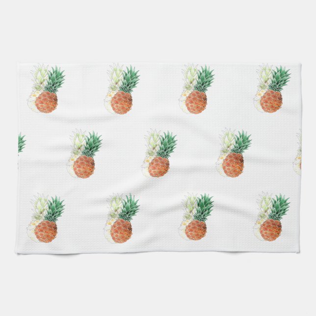 Ananas, vattenfärg. kökshandduk (Horisontell)