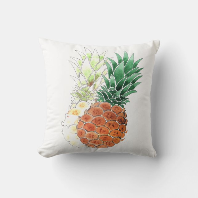 Ananas, vattenfärg. kudde (Framsida)