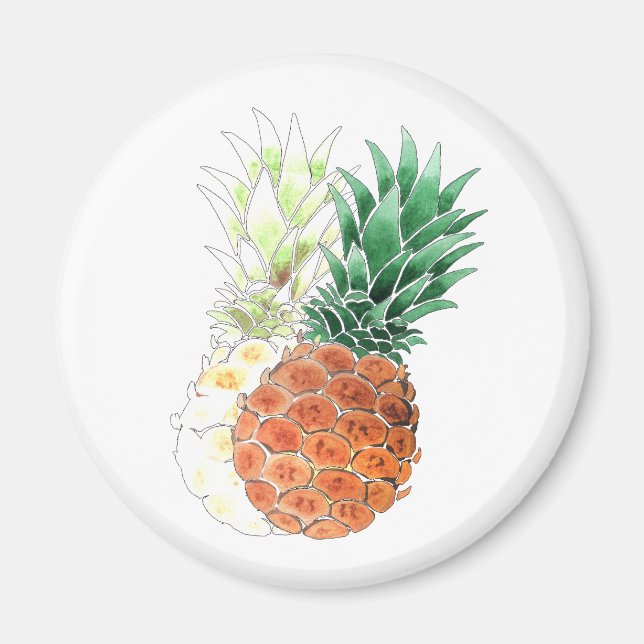 Ananas, vattenfärg. magnet (Framsidan)