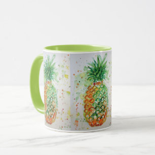 Ananas Vattenfärg Målning Mugg Grön