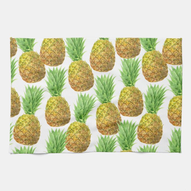 Ananas vattenfärg mönster kökshandduk (Horisontell)