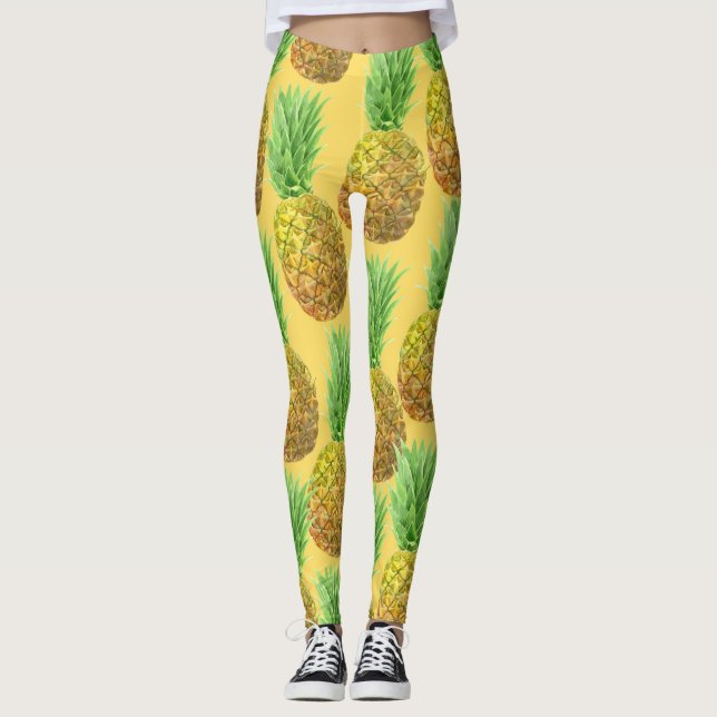 Ananas vattenfärg mönster leggings (Framsida)
