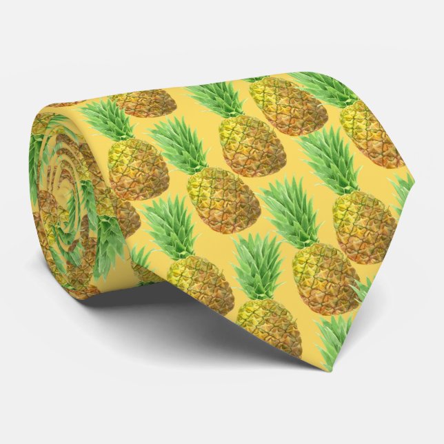 Ananas vattenfärg mönster nacke slips (Rullad)