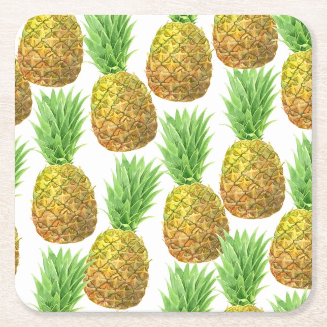 Ananas vattenfärg mönster underlägg papper kvadrat (Framsidan)