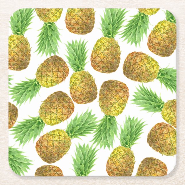 Ananas vattenfärg mönster underlägg papper kvadrat (Framsidan)