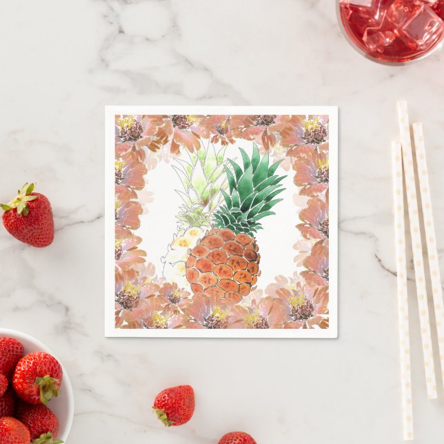 Ananas, vattenfärg. pappersservett (Insitu)