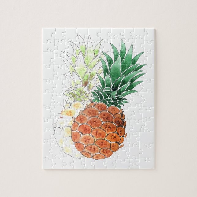 Ananas, vattenfärg. pussel (Vertikal)