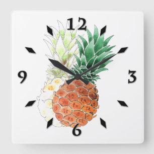 Ananas, vattenfärg. stor klocka